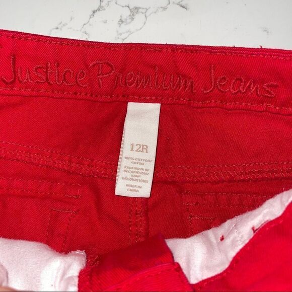 Justice Cutoff Red Denim‎ Jean Shorts - Size 12 Regular - Picture 3 of 4